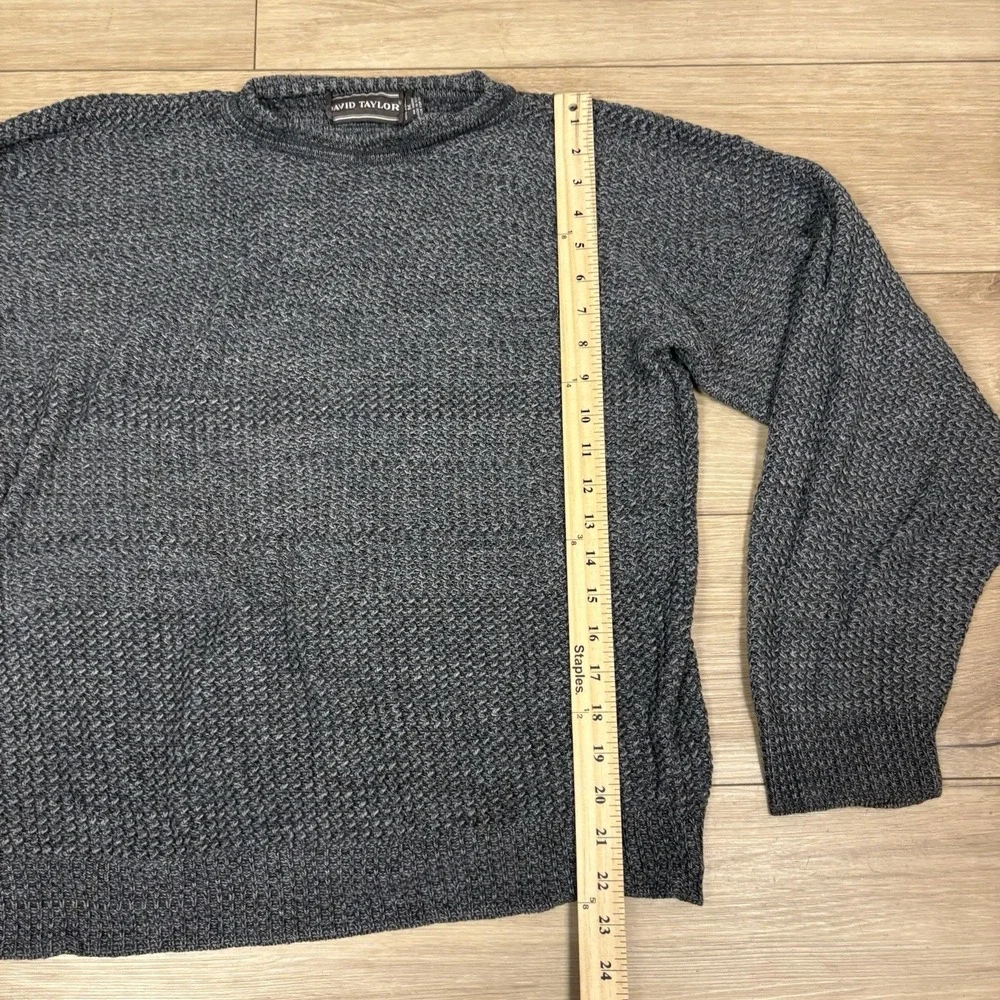 Vintage David Taylor Sweater Men's Medium Gray Preppy Boxy Solid Fall‎ 90s
